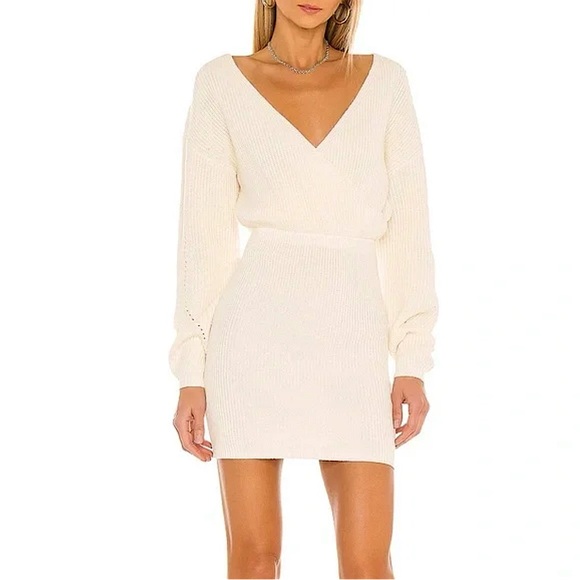 Tularosa Dresses & Skirts - Tularosa Revolve Mia Cream Winter White Ivory Surplice Mini Dress Sz Large